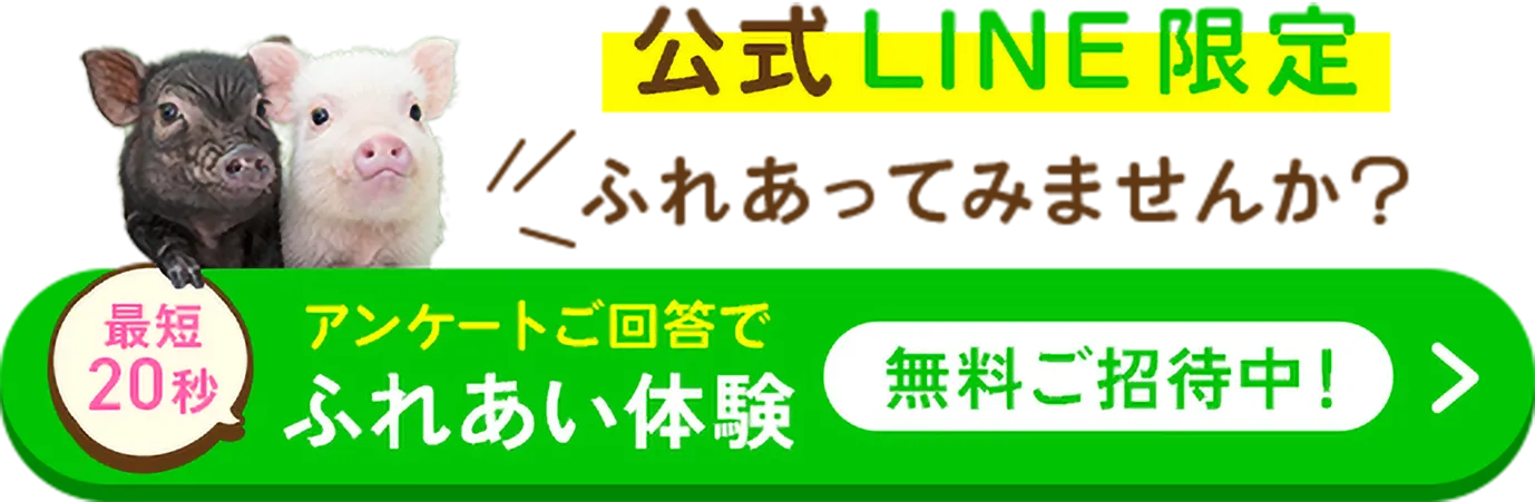 最短20秒 まずは会ってみませんか？LINEのアンケートご回答でふれあい体験無料ご招待中！